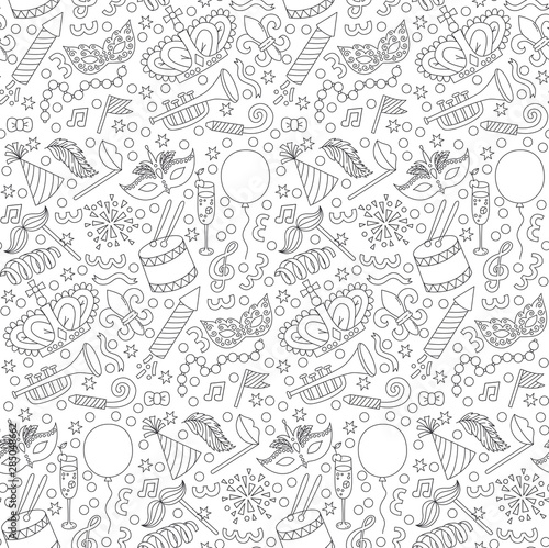 Masquerade doodles seamless vector pattern