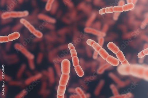 Streptococcus pneumonia red cells. 3D render background photo