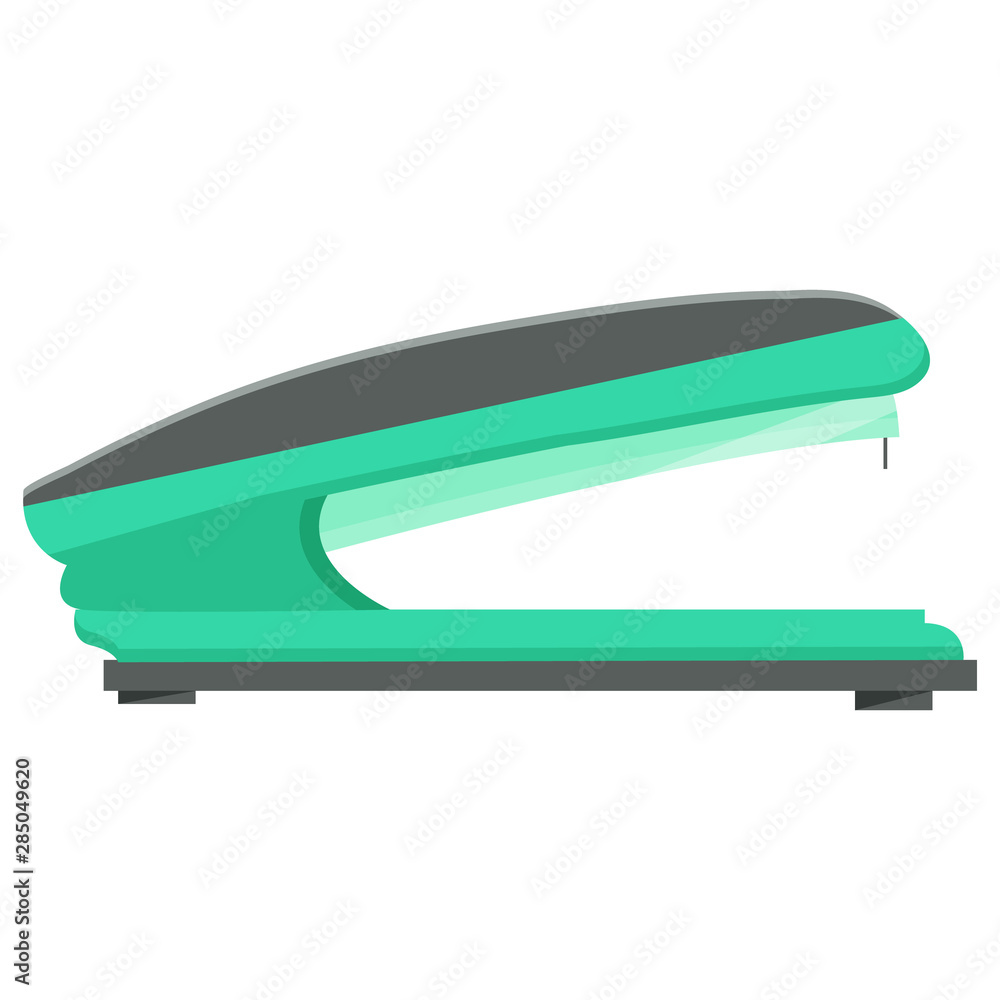 Green shiny plastic metal stapler Green shiny plastic metal stapler