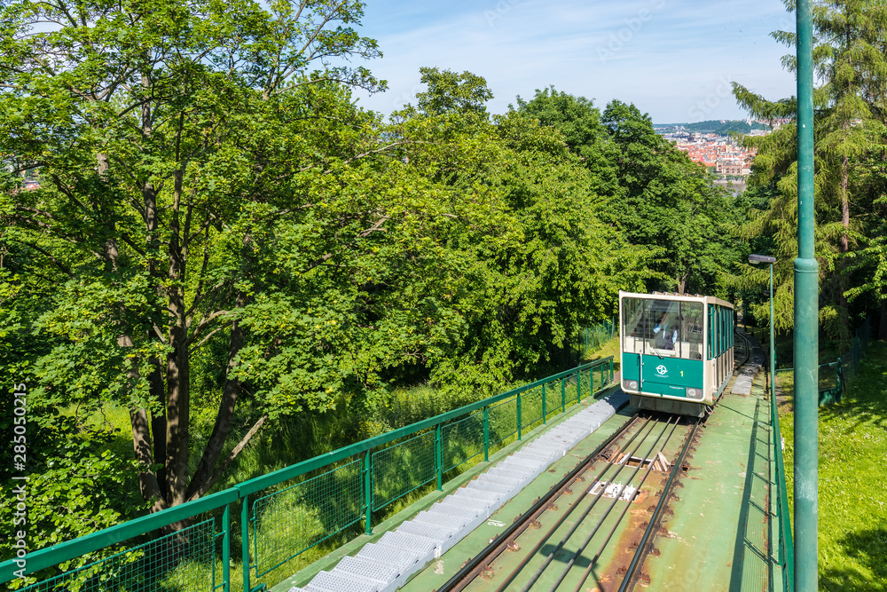 Naklejka premium The Petrin funicular Czech capital city of Prague.