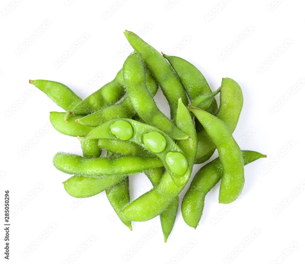 edamame beans isolated on white background. top view edamame beans isolated on white background. top view