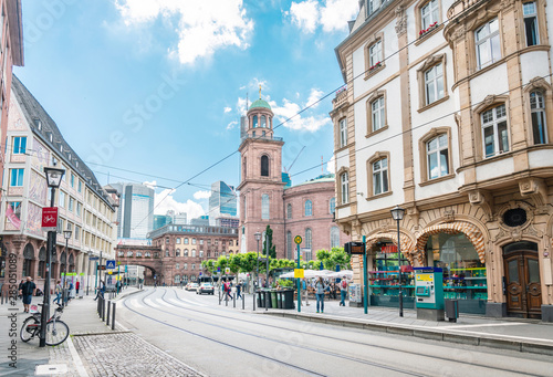 Frankfurt, Germany - June 12, 2019: Street view of Downtown Frankfurt, Germany. photo