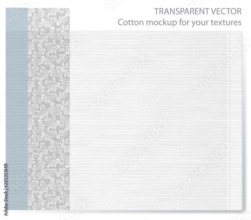  Light pattern with cotton or linen texture. Vector background for your design with transparent shadows