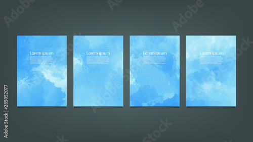 Blue watercolor Brochure template for you design,vector.