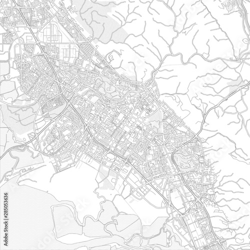 Fremont, California, USA, bright outlined vector map