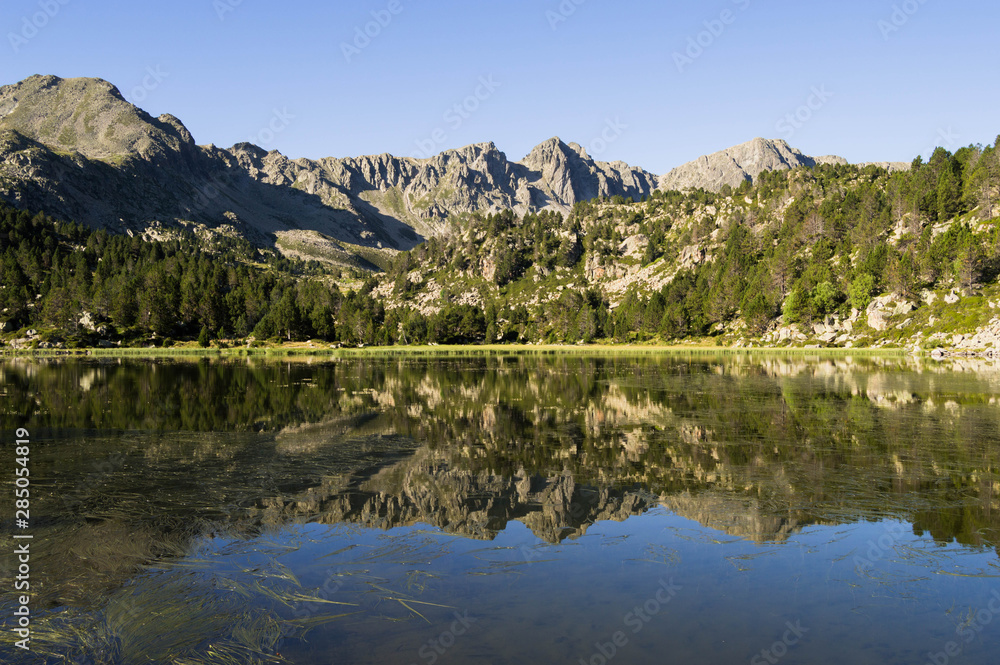 Reflections in a high mountain lake.