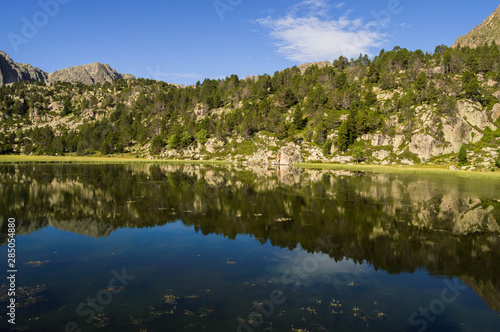 Reflections in a high mountain lake.