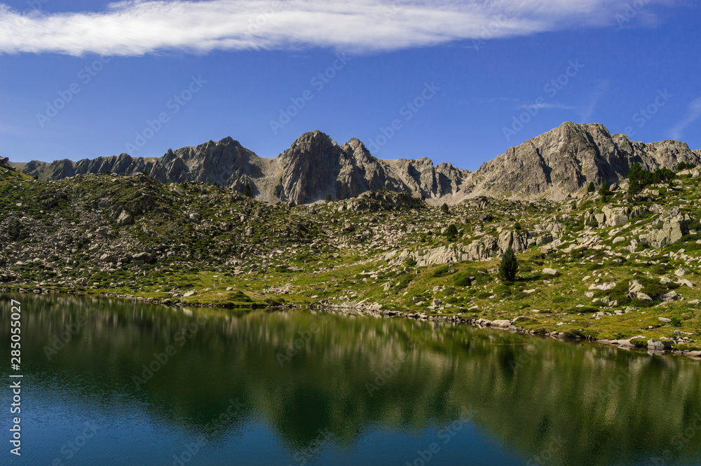 Reflections in a high-mountain lake.