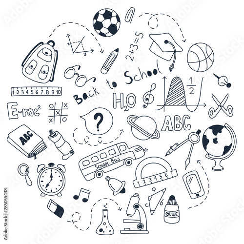 Vector doodle in "Back to school" illustration elements