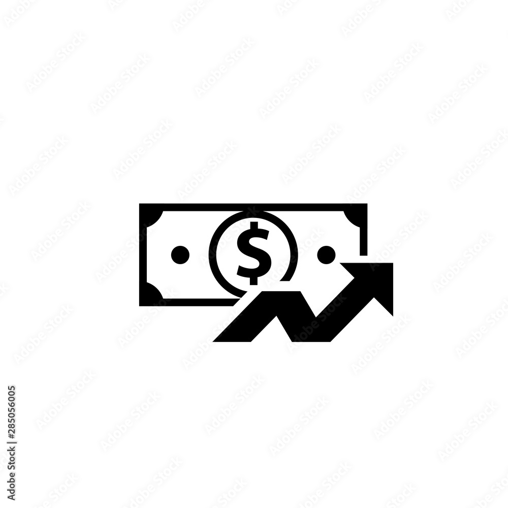 Cost rising icon. Dollar banknote. Clipart image isolated on white background Cost rising icon. Dollar banknote. Clipart image isolated on white background