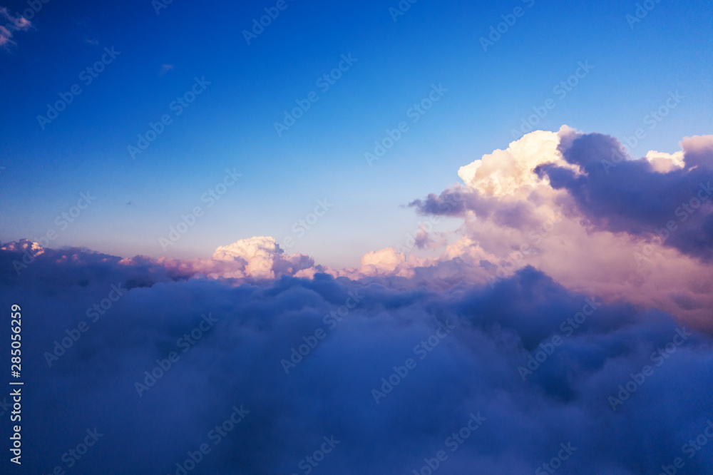 Beautiful sunrise cloudy sky from aerial view