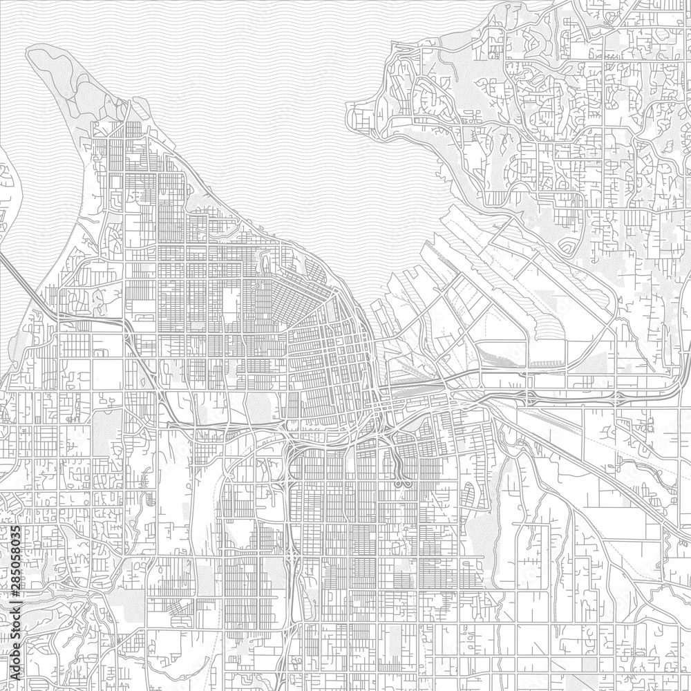 Fototapeta premium Tacoma, Washington, USA, bright outlined vector map