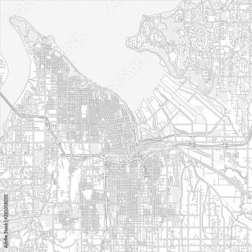 Tacoma, Washington, USA, bright outlined vector map
