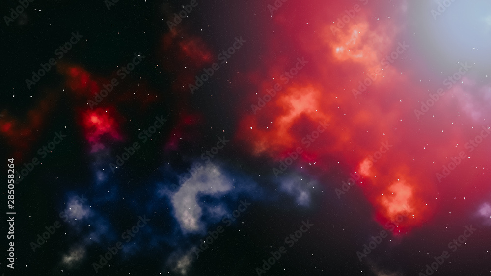 Dark Red Universe milky way space galaxy with stars and nebula for background. - Illustration