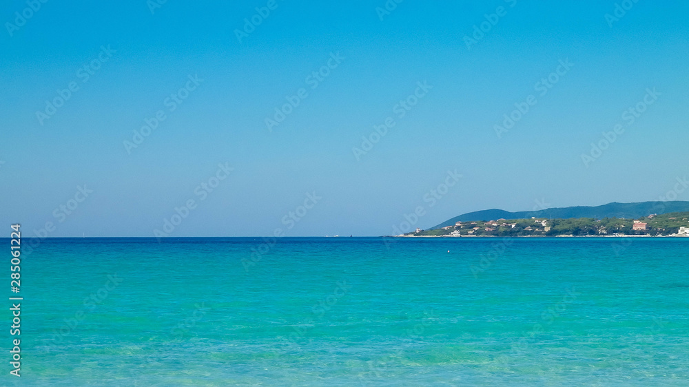 Blue water of Tyrrhenian sea in Vada, Tuscany, Italy.