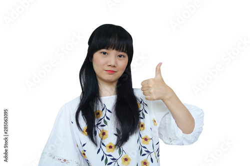 Cute Asian Girl Thump Up.