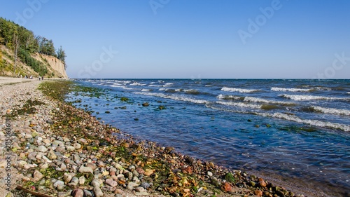view of the cliff and beach of the Baltic Sea