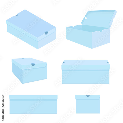Vector Set of Shoe Boxes Illustration. Different Views Variations