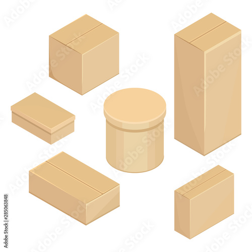 Vector Set of Cardboard Boxes Illustrations.