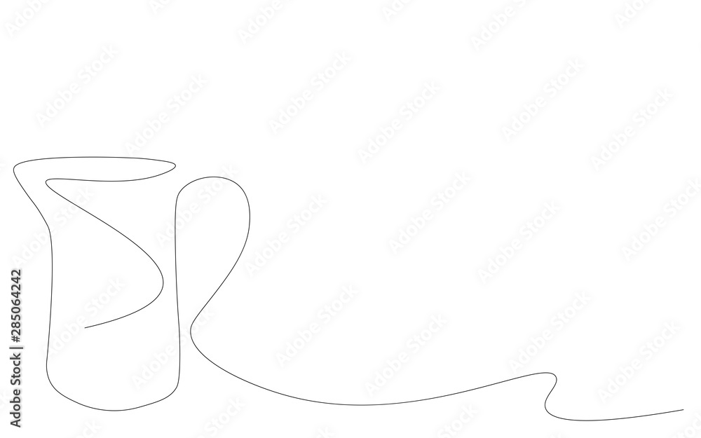 Glass jug line draw, vector illustration Glass jug line draw, vector illustration