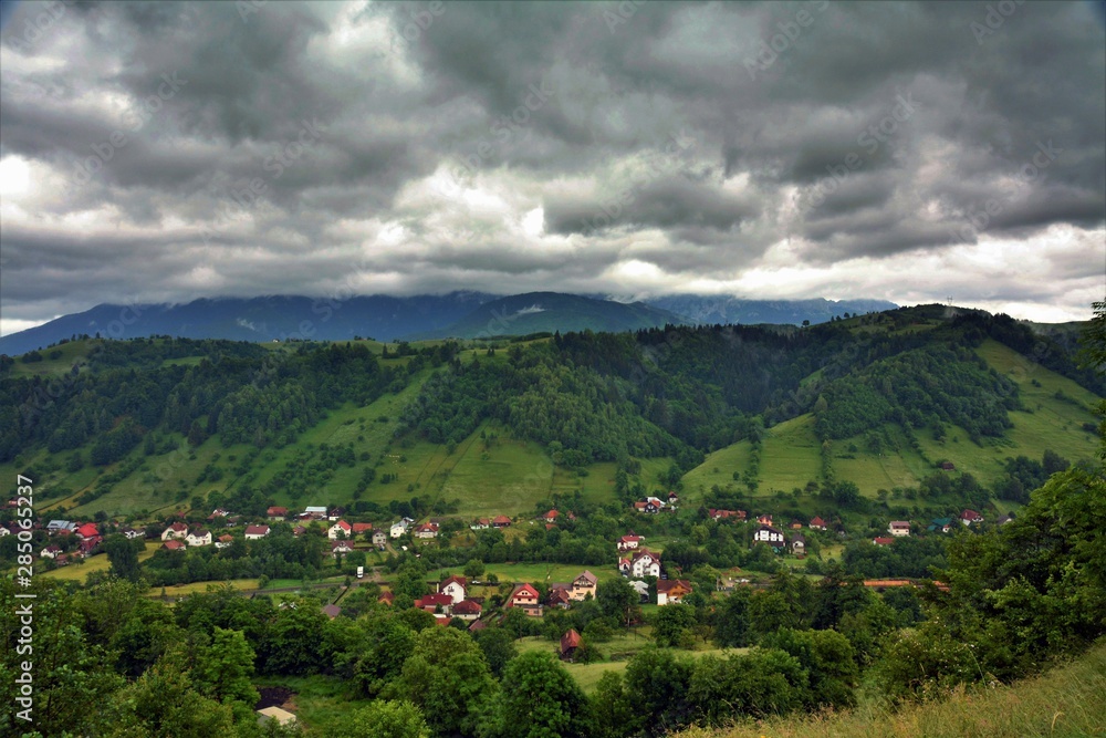 Cheia village and Bucegi mountains