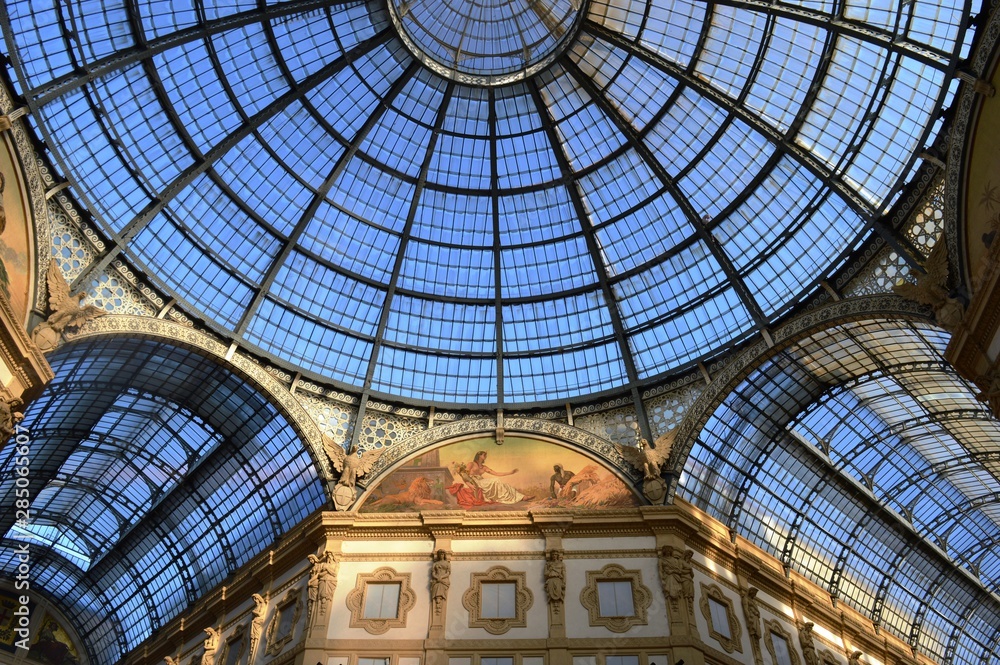the glass roof of the Quadrilaterale d'Oro in Milan