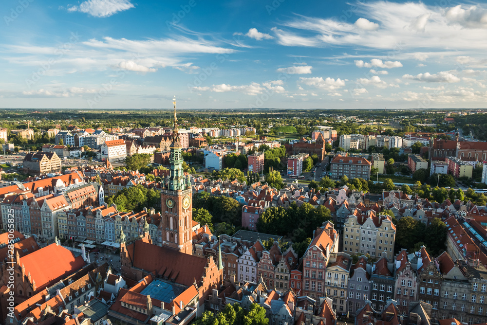 bird's eye view of the old city of Gdansk