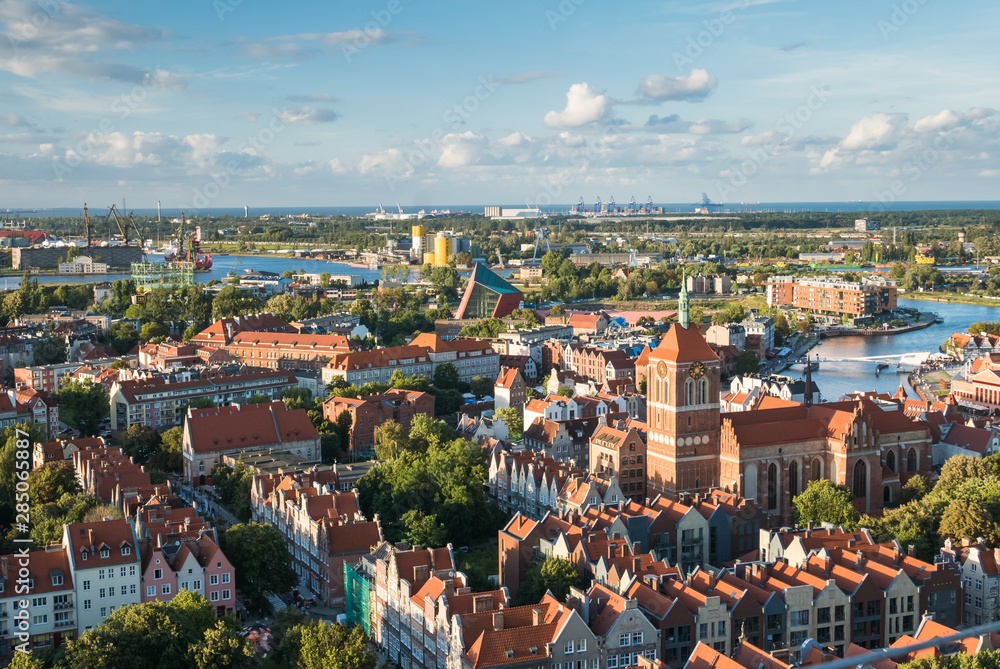 Obraz bird's eye view of the old city of Gdansk
