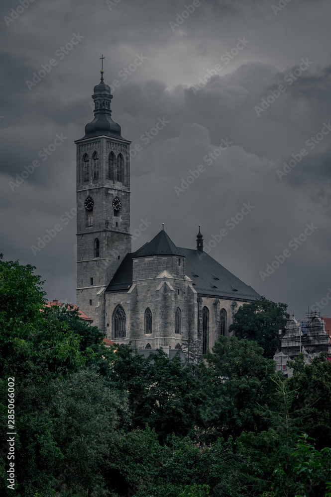Dark gothic horror cathedral in Kutna Hora, Czech Republic Dark gothic horror cathedral in Kutna Hora, Czech Republic