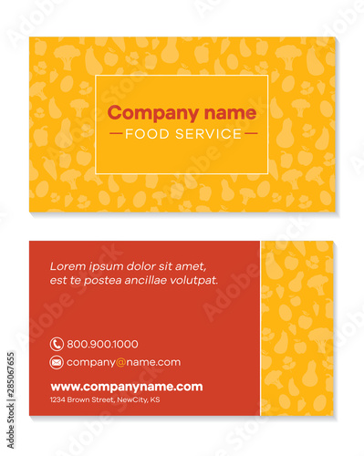 Food Service company business card template front and back