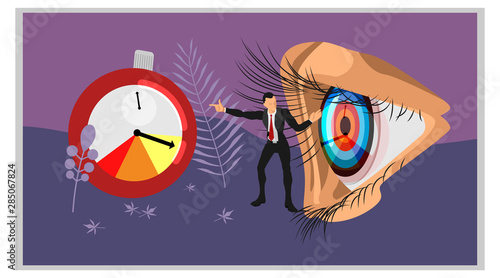 illustration focus on target. workout on time line. leadership