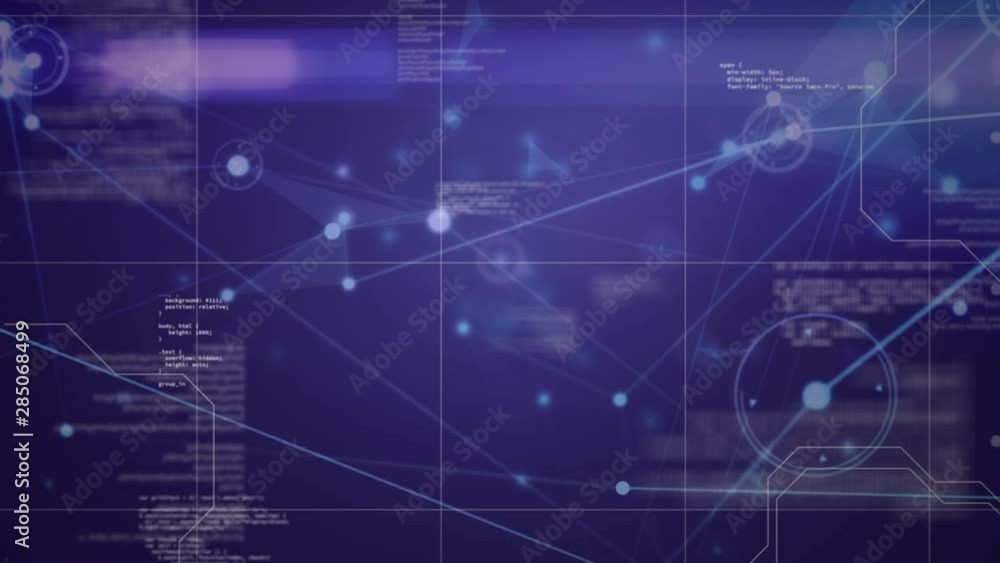 Network of data and connections on purple background Network of data and connections on purple background