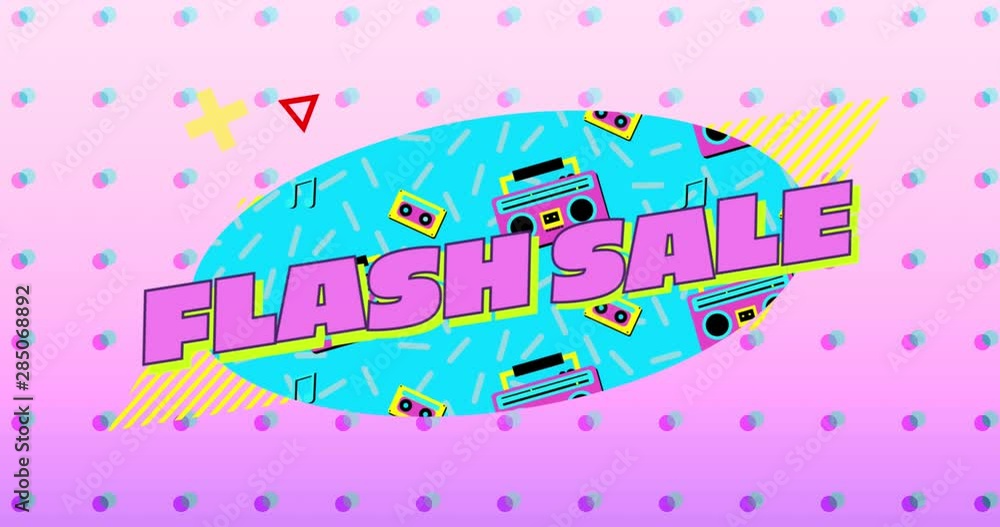 Flash sale graphic in turquoise oval on pink background Flash sale graphic in turquoise oval on pink background