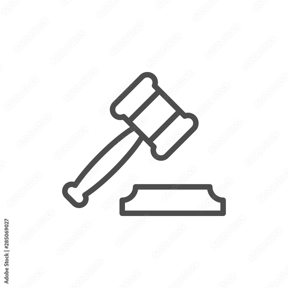 Judge gavel or auction hammer line outline icon Judge gavel or auction hammer line outline icon