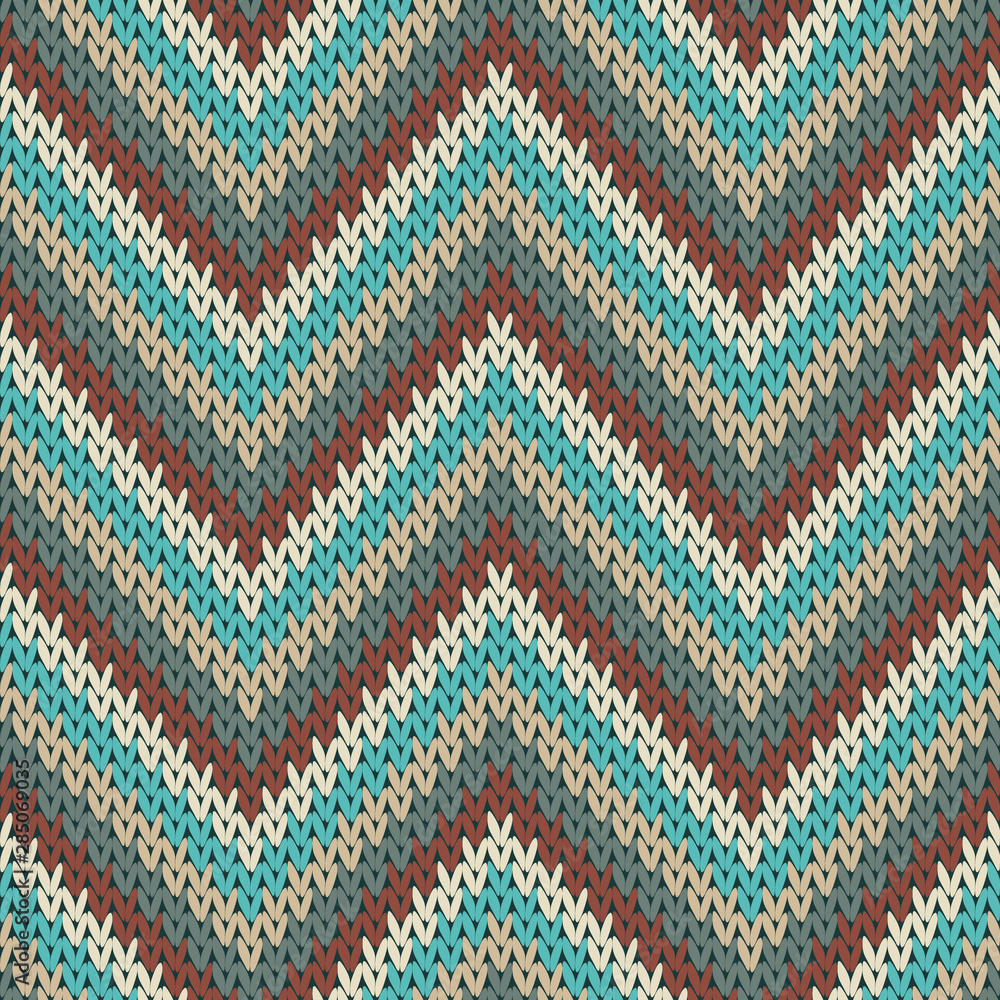 Vintage zigzag chevron stripes knitted texture 