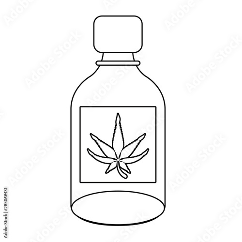 cannabis martihuana sativa hemp cartoon in black and white