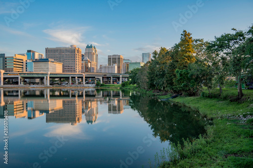 The City of Orlanda in Central Florida during the early morning rush hour on a summer morning . © Photoman