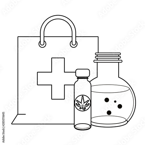 cannabis martihuana sativa hemp cartoon in black and white