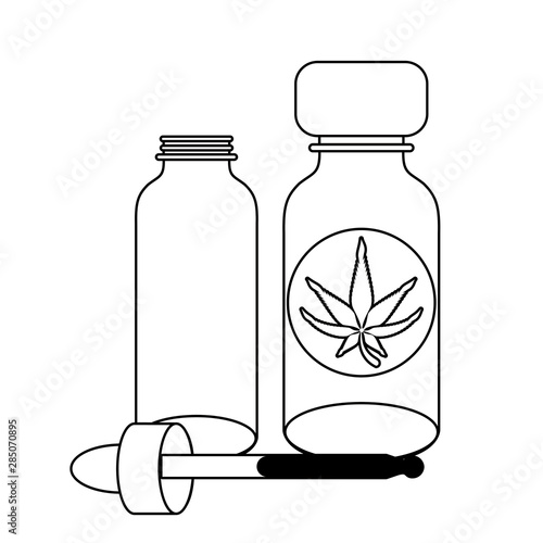 cannabis martihuana sativa hemp cartoon in black and white