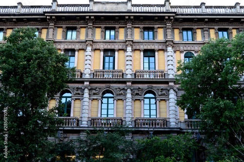 and external facades of buildings in Milan