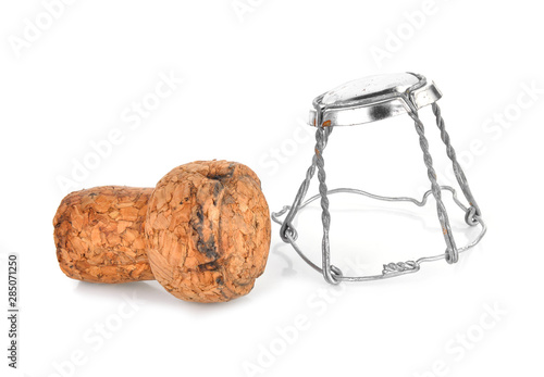 Wooden cork on white background