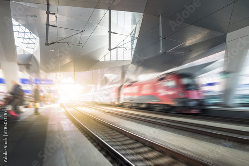 Railroad with motion blur and lighting effect