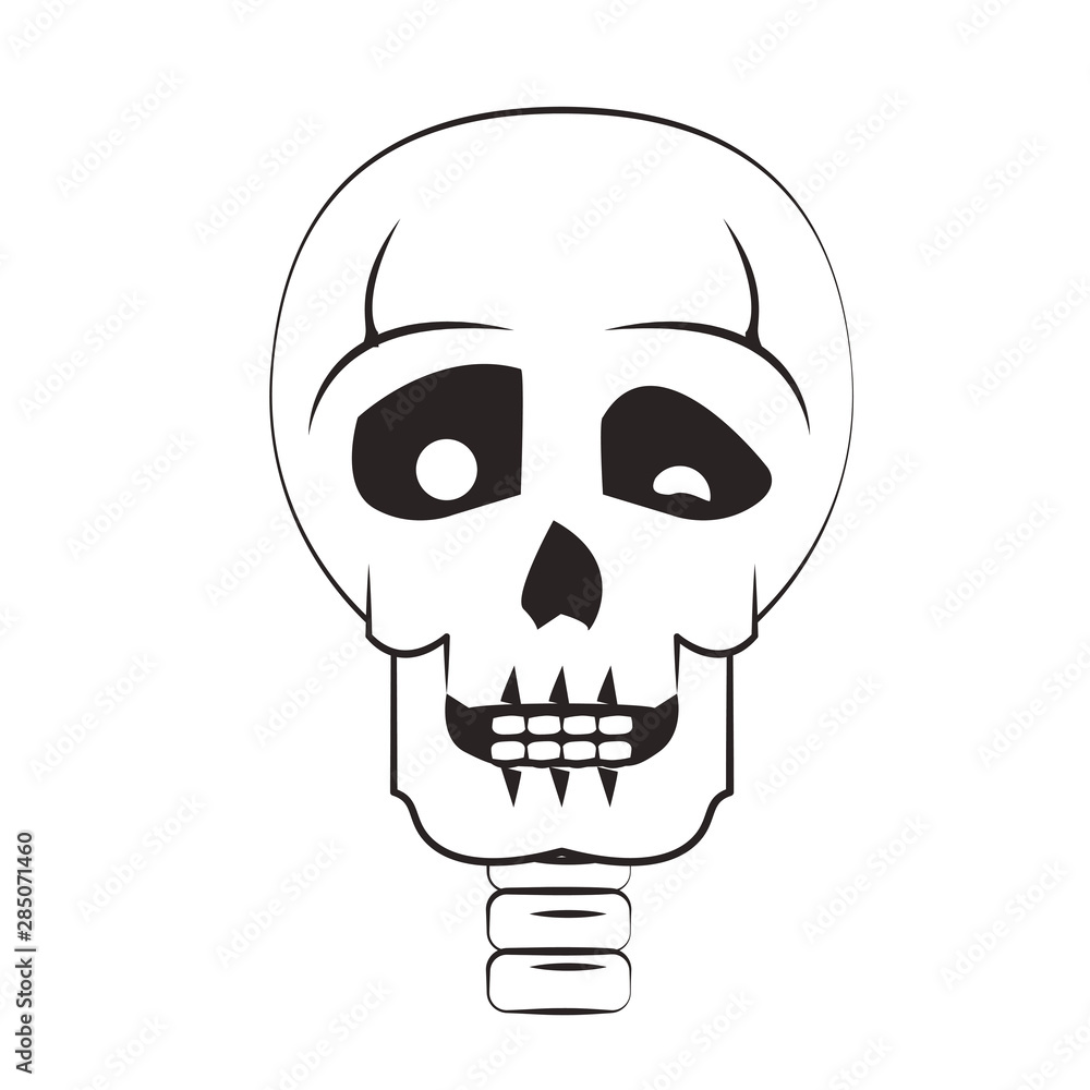 skull dead human anatomy cartoon in black and white