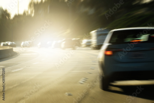 Car movement on road transport background concept