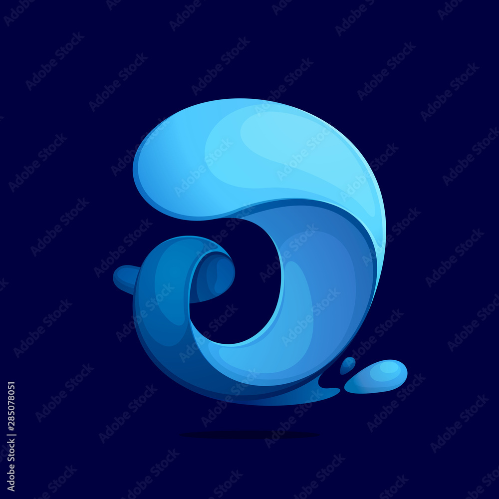 J letter logo ecology stylized with water waves and dew drops. J letter logo ecology stylized with water waves and dew drops.
