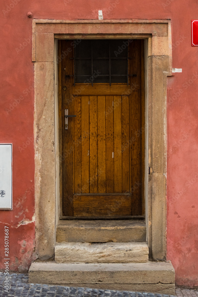 Fototapeta premium Old wooden door at St. Vitus cathedral in Prague