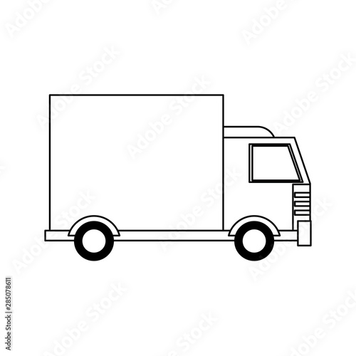 truck transport merchandise vehicle cartoon in black and white photo