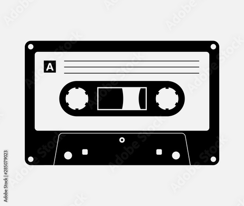 Audio cassette tape isolated vector old music retro player. Retro music audio cassette 80s blank mix