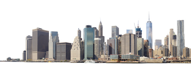 Manhattan skyline isolated on white.