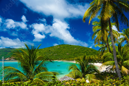 A tranquil sandy beach cove, Virgin Gorda, British Virgin Islands. photo
